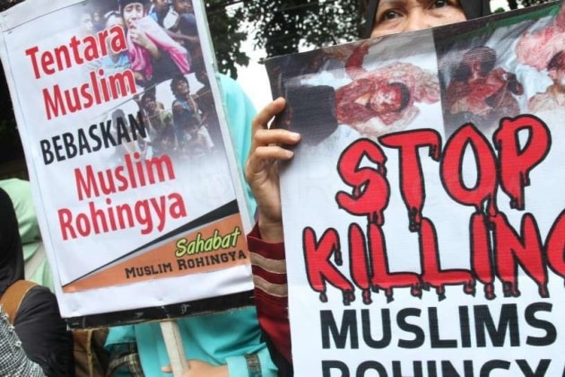 Massa Kembali Gelar Aksi Bela Rohingya di Kedubes Myanmar Massa Kembali Gelar Aksi Bela Rohingya di Kedubes Myanmar